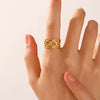 Wholesale Women's Stainless Steel Geometric Three Layer Ring Jewelry With Real Gold Plating