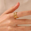 Wholesale Women's Stainless Steel Geometric Three Layer Ring Jewelry With Real Gold Plating