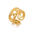 Wholesale Women's Stainless Steel Geometric Three Layer Ring Jewelry With Real Gold Plating