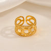 Wholesale Women's Stainless Steel Geometric Three Layer Ring Jewelry With Real Gold Plating