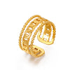 Wholesale Women's Stainless Steel Geometric Three Layer Ring With Real Gold Plating Jewelry