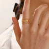 Wholesale Women's Stainless Steel Geometric Three Layer Ring With Real Gold Plating Jewelry