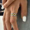 Wholesale Women's Stainless Steel Geometric Three Layer Square Hollow Ring Electroplated Fashion Jewelry