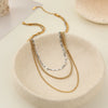 Wholesale Women's Stainless Steel Geometric Threelayer Stacked Paperclip Necklace With Electroplating Design