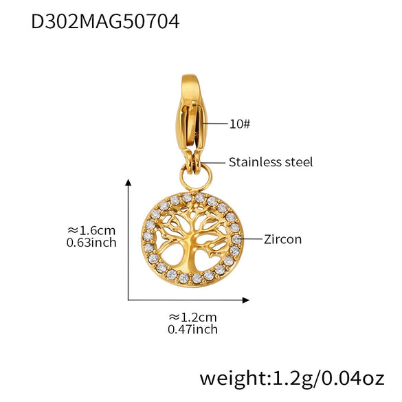 Wholesale Women's 316L Stainless Steel Geometric Tree Of Life Inlaid Zircon Electroplated Bracelet
