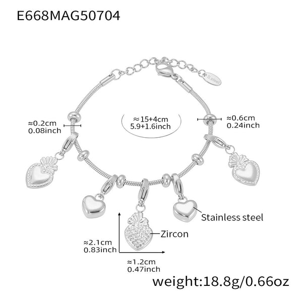 Wholesale Women's 316L Stainless Steel Geometric Tree Of Life Inlaid Zircon Electroplated Bracelet