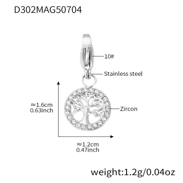 Wholesale Women's 316L Stainless Steel Geometric Tree Of Life Inlaid Zircon Electroplated Bracelet