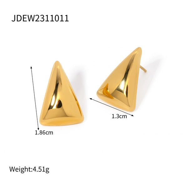 Wholesale Women's Stainless Steel Geometric Triangle Stud Earrings With Electroplating