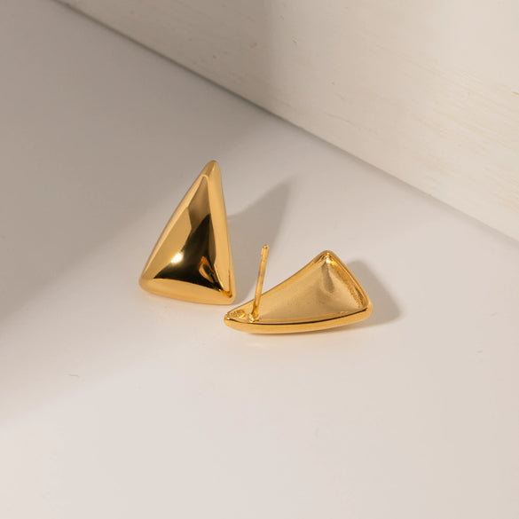 Wholesale Women's Stainless Steel Geometric Triangle Stud Earrings With Electroplating
