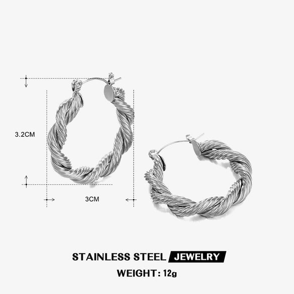 Wholesale Women's Stainless Steel Geometric Twist Earrings With 18K Gold Plated Electroplated Titanium Steel Ear Buckle