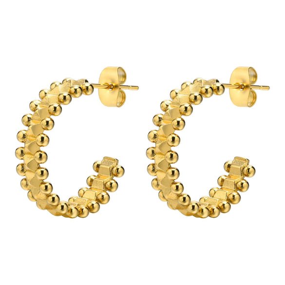 Wholesale Women's Stainless Steel Geometric Twisted Winding C Ring Earrings With Electroplating