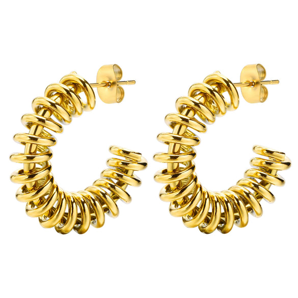 Wholesale Women's Stainless Steel Geometric Twisted Winding C Ring Earrings With Electroplating