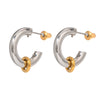 Wholesale Women's Stainless Steel Geometric Twocolor C Ring Earrings With Electroplating