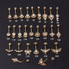 Wholesale Women's Stainless Steel Geometric Umbilical Ring Jewelry With Goldplated Artificial Gemstones And Semiprecious Stones Electroplating