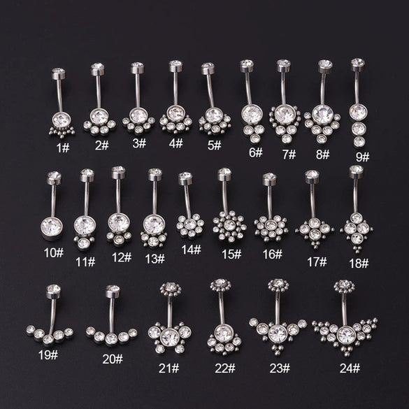 Wholesale Women's Stainless Steel Geometric Umbilical Ring Jewelry With Goldplated Artificial Gemstones And Semiprecious Stones Electroplating