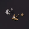 Wholesale Women's Stainless Steel Geometric Umbilical Ring Jewelry With Goldplated Artificial Gemstones And Semiprecious Stones Electroplating