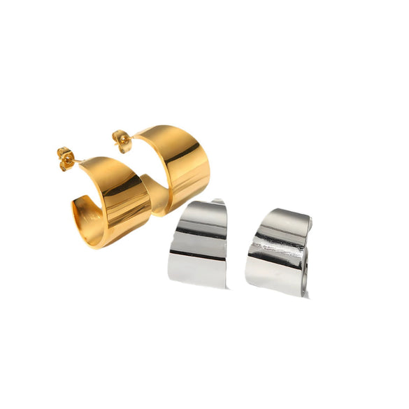 Wholesale Women's Stainless Steel Geometric Ushape Electroplated Earrings