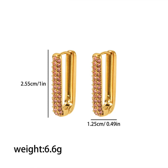 Wholesale Women's Stainless Steel Geometric Ushape Electroplated Earrings