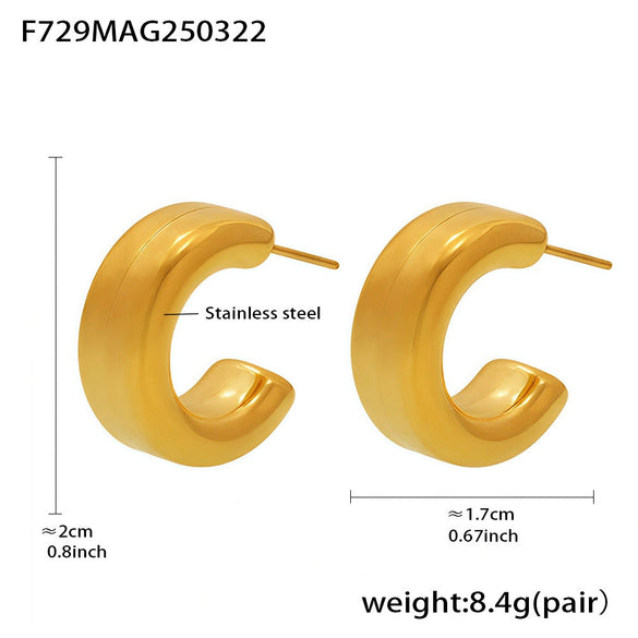 Wholesale Women's 316L Stainless Steel Geometric Ushaped Electroplated Light Luxury Earrings