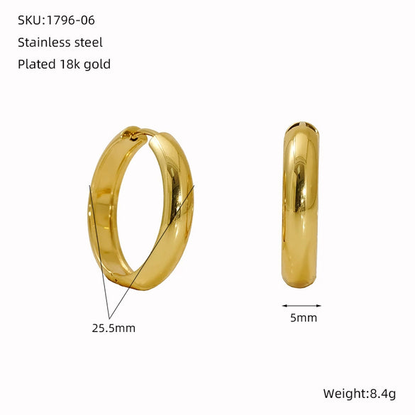 Wholesale Women's Stainless Steel Geometric Ushaped Water Plated Earrings