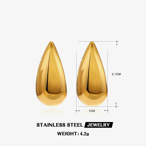 Wholesale Women's Stainless Steel Geometric Water Drop And Melon Seed Earrings With Electroplating