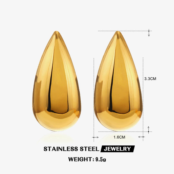 Wholesale Women's Stainless Steel Geometric Water Drop And Melon Seed Earrings With Electroplating