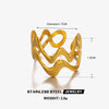 Wholesale Women's Stainless Steel Geometric Wave Cross Ring 18K Gold Plated
