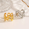 Wholesale Women's Stainless Steel Geometric Wave Cross Ring 18K Gold Plated