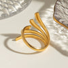 Wholesale Women's Stainless Steel Geometric Wave Irregular Line Opening Ring Electroplated Jewelry Light Luxury Fashion Does Not Fade