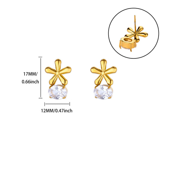 Wholesale Women's Stainless Steel Geometric Wave Pattern Electroplated Heart Earrings