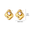Wholesale Women's Stainless Steel Geometric Wave Pattern Electroplated Heart Earrings