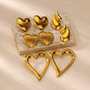 Wholesale Women's Stainless Steel Geometric Wave Pattern Electroplated Heart Earrings