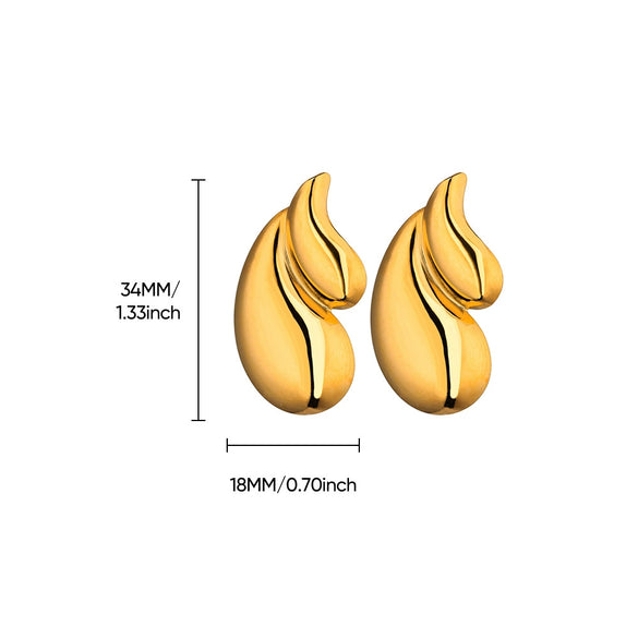 Wholesale Women's Stainless Steel Geometric Wave Pattern Electroplated Heart Earrings