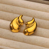 Wholesale Women's Stainless Steel Geometric Wave Pattern Electroplated Heart Earrings