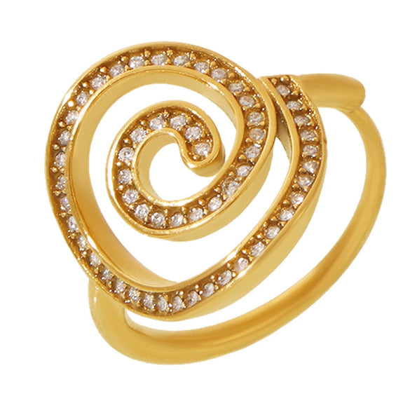 Wholesale Women's 316L Stainless Steel Geometric Whirlpool Handset Zircon Ring Pvd Plated 18K Real Gold Light Luxury Style