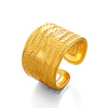 Wholesale Women's Stainless Steel Geometric Wide Face Retro Style Hip Hop Opening Ring With 18K Gold Plated Electroplating