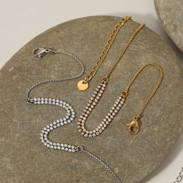 Wholesale Women's Stainless Steel Geometric Zircon Anklet Simple Fashion