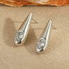 Wholesale Women's Stainless Steel Geometric Zircon Earrings Electroplated Minimalist Design