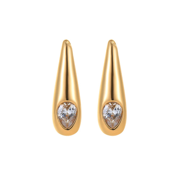 Wholesale Women's Stainless Steel Geometric Zircon Earrings Electroplated Minimalist Design