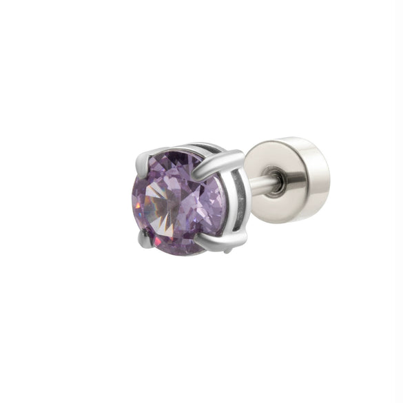 Wholesale Women's Stainless Steel Geometric Zircon Electroplated Round Ear Bone Nail Jewelry