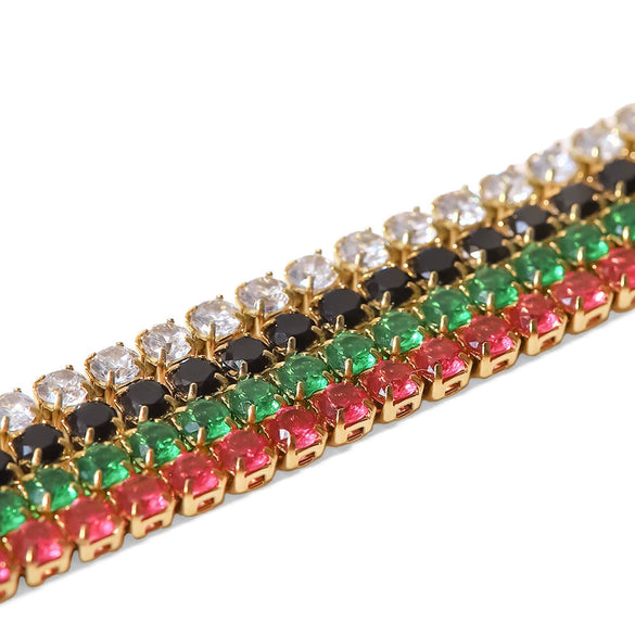 Wholesale Women's Stainless Steel Geometric Zircon Inlaid Bracelet With Gold Chain