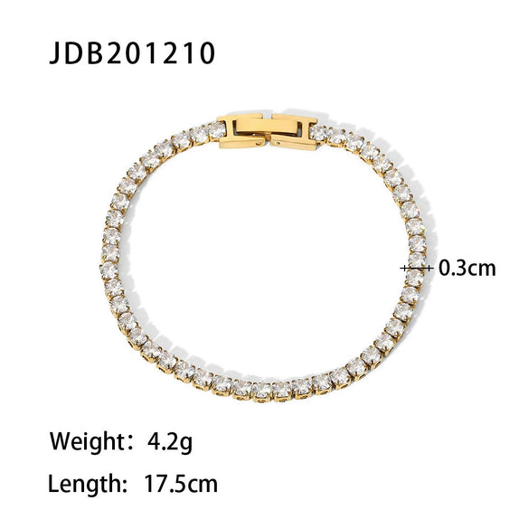 Wholesale Women's Stainless Steel Geometric Zircon Inlaid Bracelet With Gold Chain