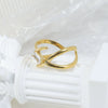 Wholesale Women's Stainless Steel Geometric Zircon Ring Electroplated Gold Antifading