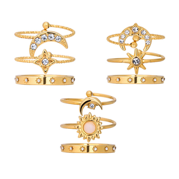 Wholesale Women's Stainless Steel Geometric Zircon Ring With Electroplating Ins Style Minimalist Design