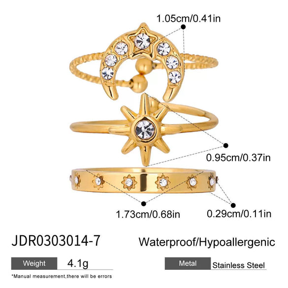 Wholesale Women's Stainless Steel Geometric Zircon Ring With Electroplating Ins Style Minimalist Design