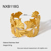 Wholesale Women's Stainless Steel Ginkgo Leaf Open Bracelet Inlaid With Gold