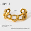 Wholesale Women's Stainless Steel Ginkgo Leaf Open Bracelet Inlaid With Gold