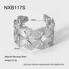 Wholesale Women's Stainless Steel Ginkgo Leaf Open Bracelet Inlaid With Gold