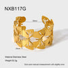 Wholesale Women's Stainless Steel Ginkgo Leaf Open Bracelet Inlaid With Gold