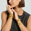 Wholesale Women's Stainless Steel Ginkgo Leaf Open Bracelet Inlaid With Gold